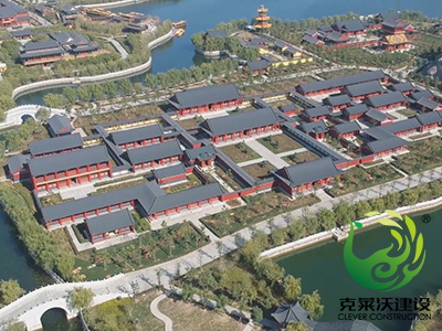 古建筑群仿古彩钢瓦喷涂