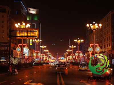 闹市区景观街灯照明