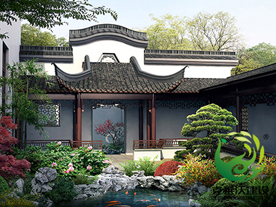 古典花园鱼池院落